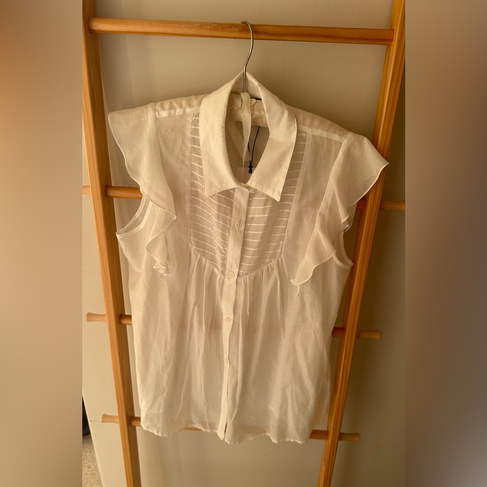 Soft light breathy feminine cotton button up short by 7 for all mankind